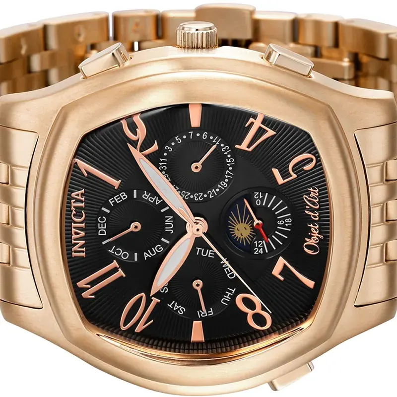 Invicta Objet D Art Black Dial Automatic Rose Gold-tone Men's Watch- 37658